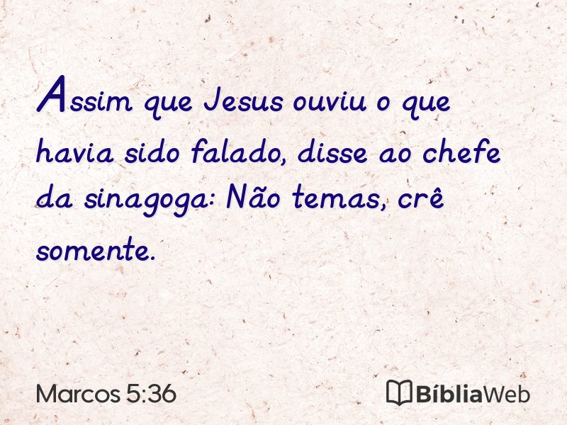 Marcos 5:36 em imagem para compartilhar