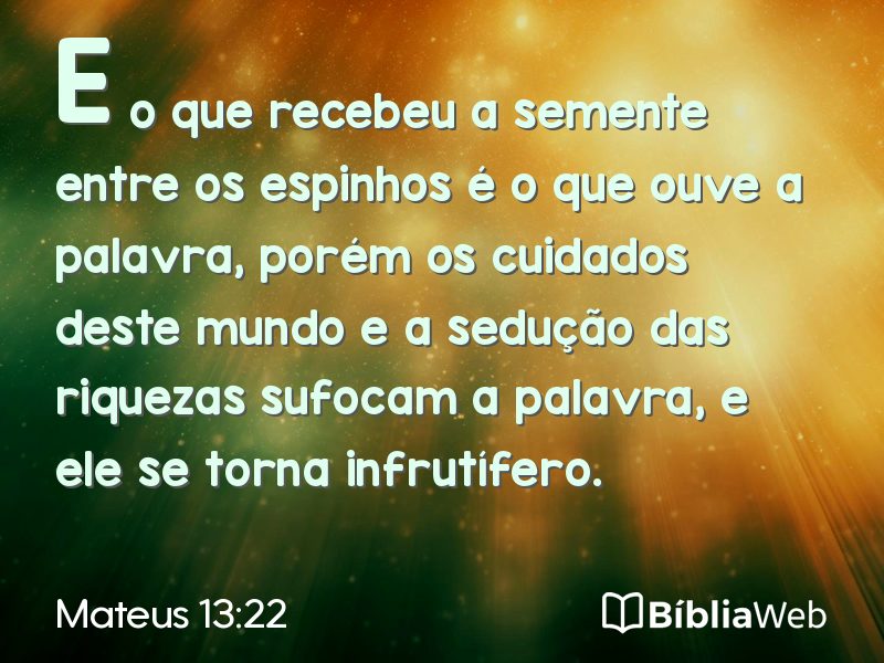 Mateus 13:22 em imagem para compartilhar
