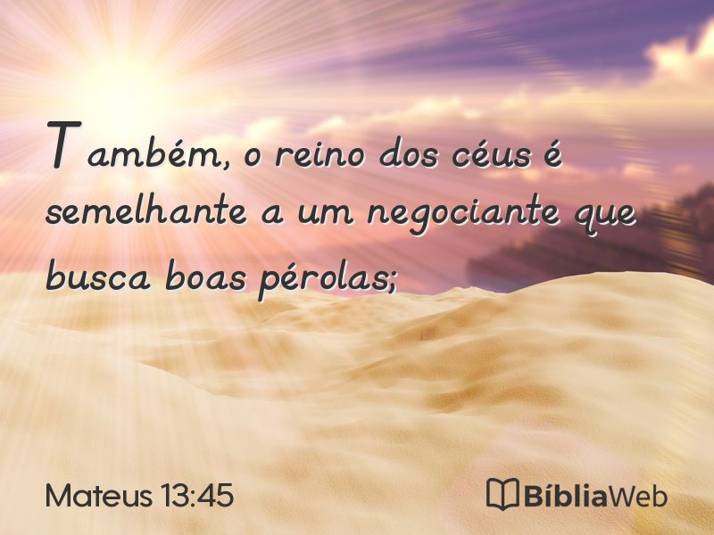 Mateus 13:45 em imagem para compartilhar
