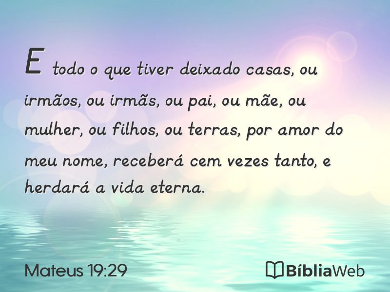 Mateus 19:29 em imagem para compartilhar