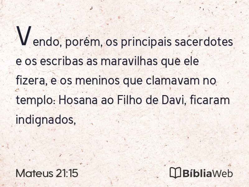 Mateus 21:15 em imagem para compartilhar
