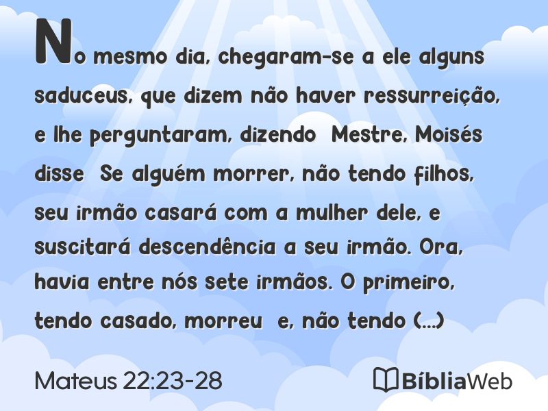 Mateus 22:23-28 em imagem para compartilhar