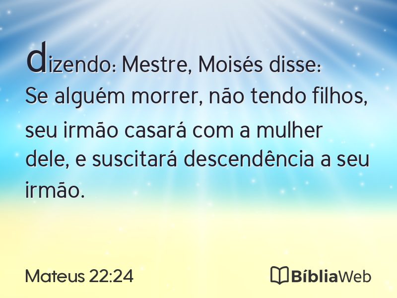 Mateus 22:24 em imagem para compartilhar