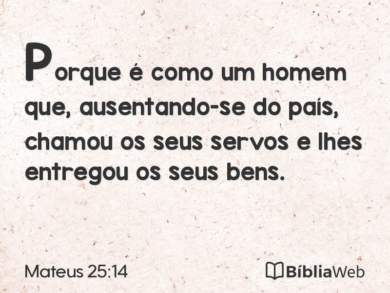 Mateus 25:14 em imagem para compartilhar