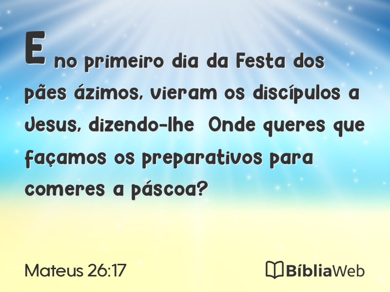 Mateus 26:17 em imagem para compartilhar