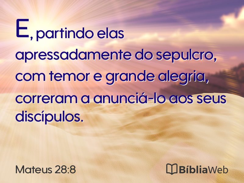 Mateus 28:8 em imagem para compartilhar