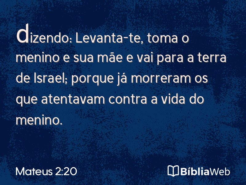 Mateus 2:20 em imagem para compartilhar