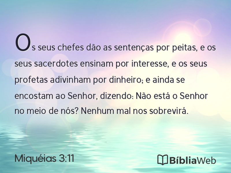 Miquéias 3:11 em imagem para compartilhar