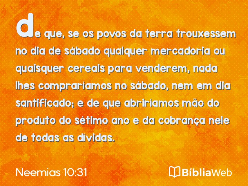 Neemias 10:31 em imagem para compartilhar