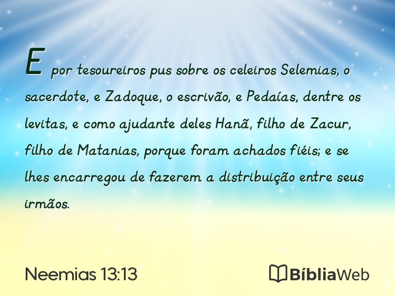 Neemias 13:13 em imagem para compartilhar
