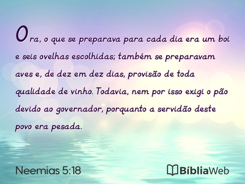 Neemias 5:18 em imagem para compartilhar