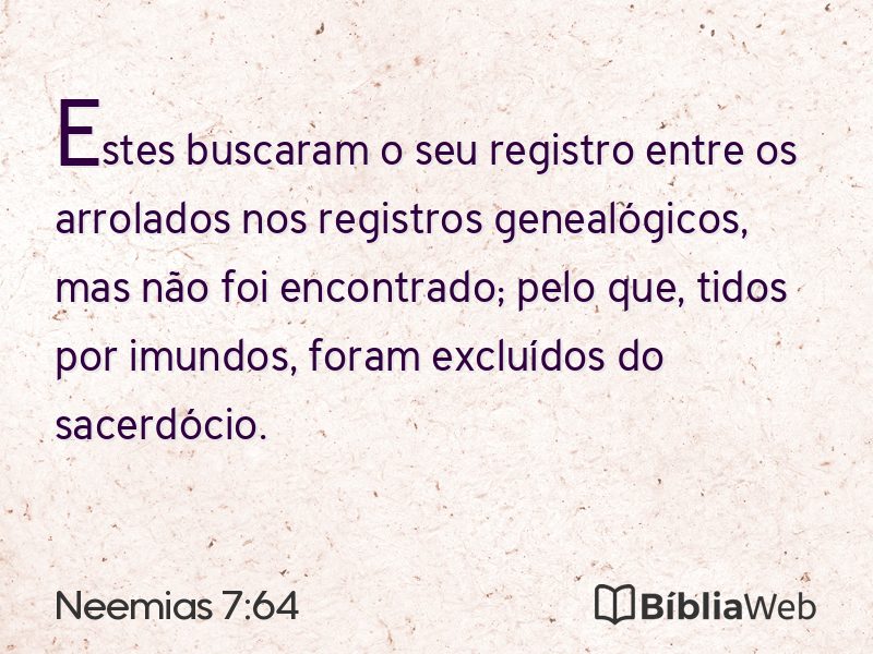 Neemias 7:64 em imagem para compartilhar