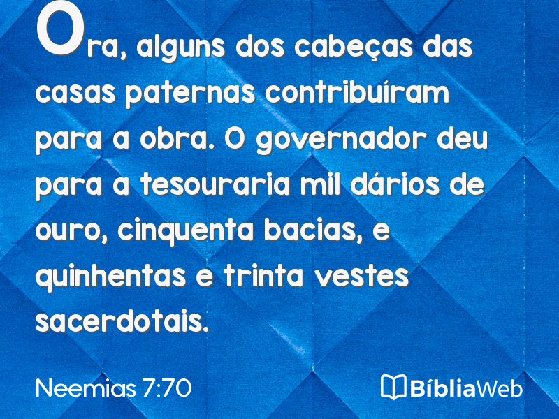 Neemias 7:70 em imagem para compartilhar
