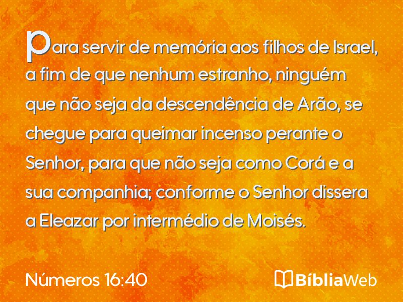 Números 16:40 em imagem para compartilhar