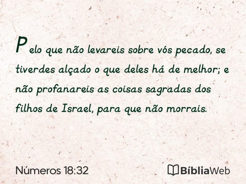 Números 18:32 em imagem para compartilhar