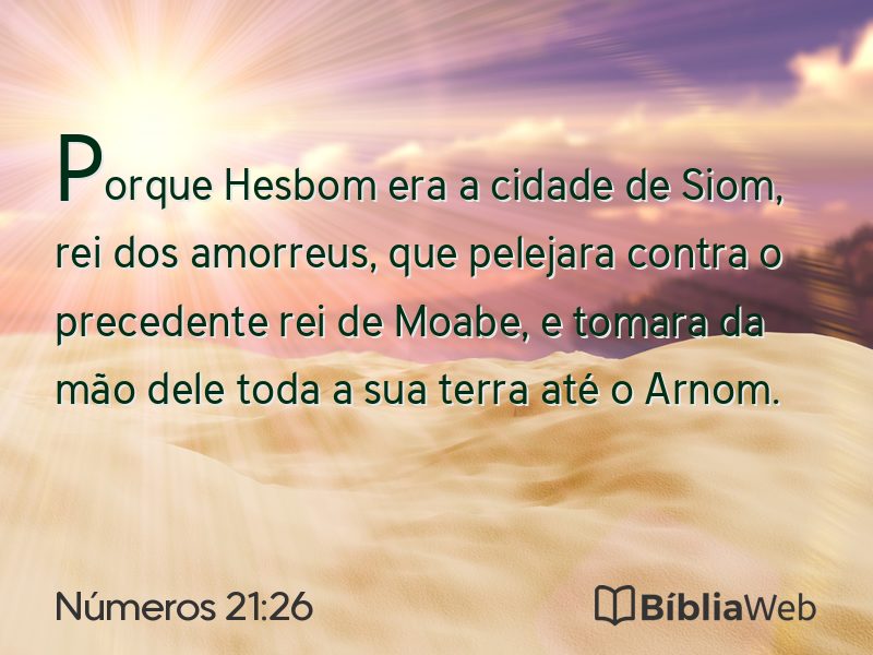 Números 21:26 em imagem para compartilhar