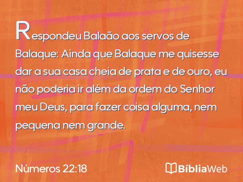 Números 22:18 em imagem para compartilhar