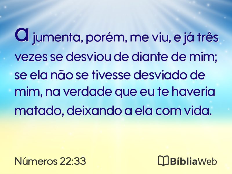 Números 22:33 em imagem para compartilhar