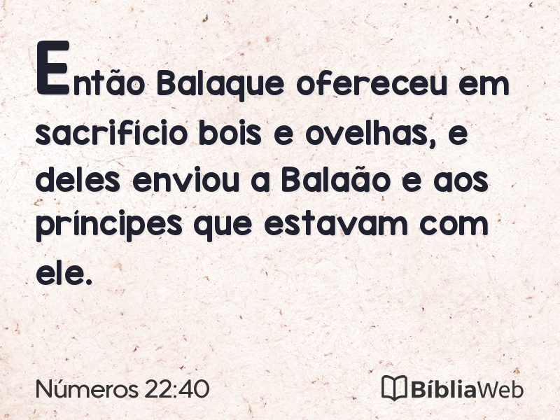 Números 22:40 em imagem para compartilhar