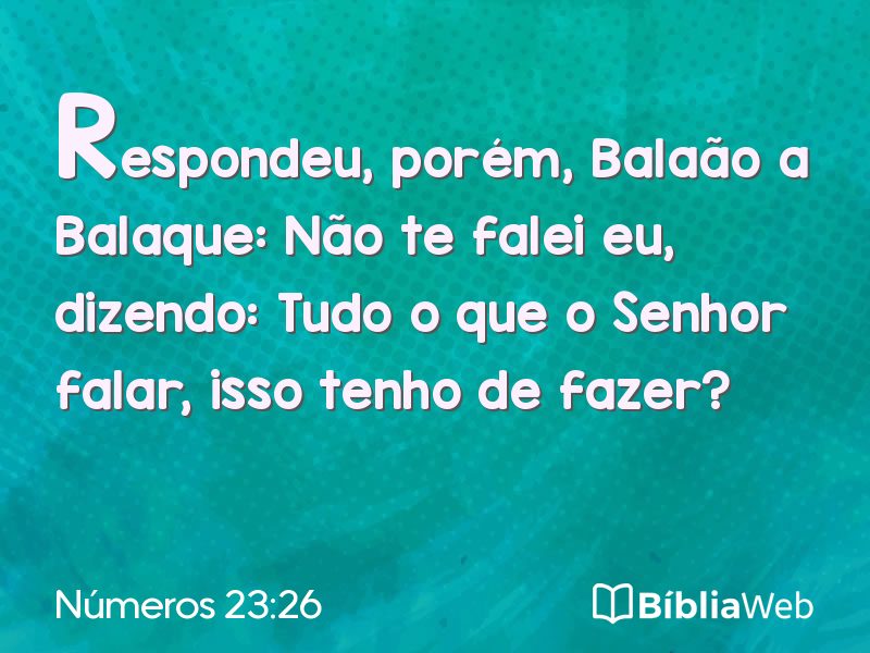 Números 23:26 em imagem para compartilhar