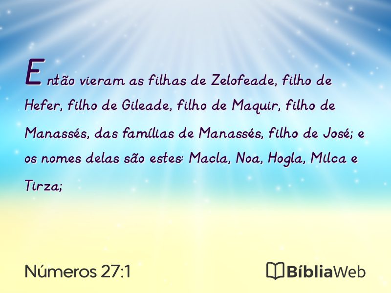 Números 27:1 em imagem para compartilhar