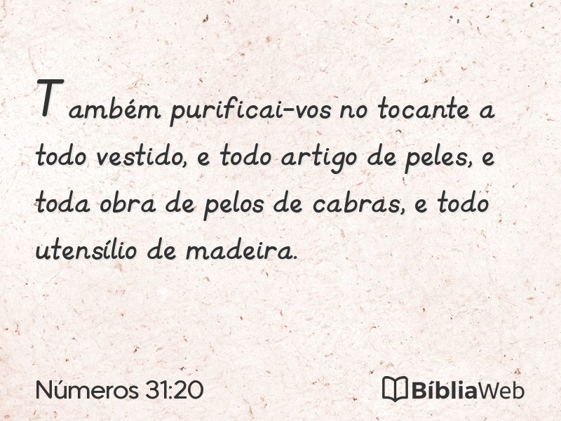Números 31:20 em imagem para compartilhar