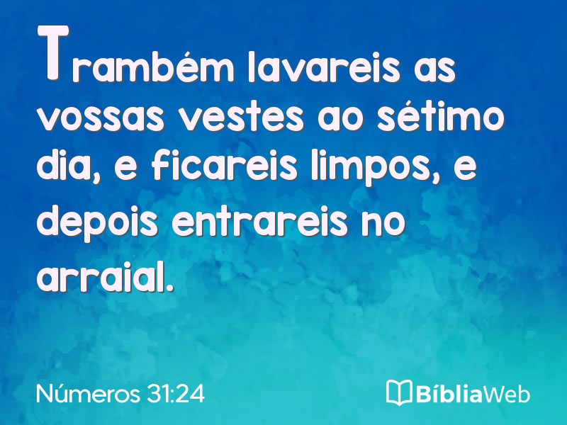 Números 31:24 em imagem para compartilhar
