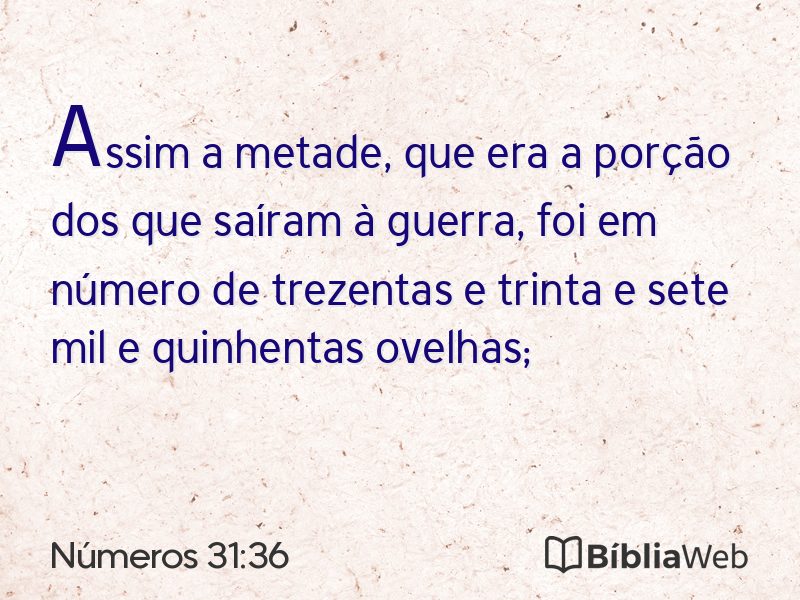 Números 31:36 em imagem para compartilhar