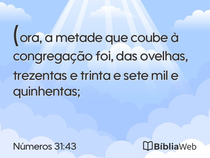 Números 31:43 em imagem para compartilhar