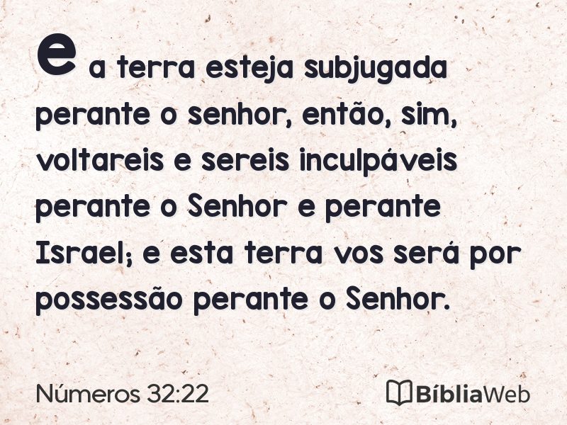 Números 32:22 em imagem para compartilhar