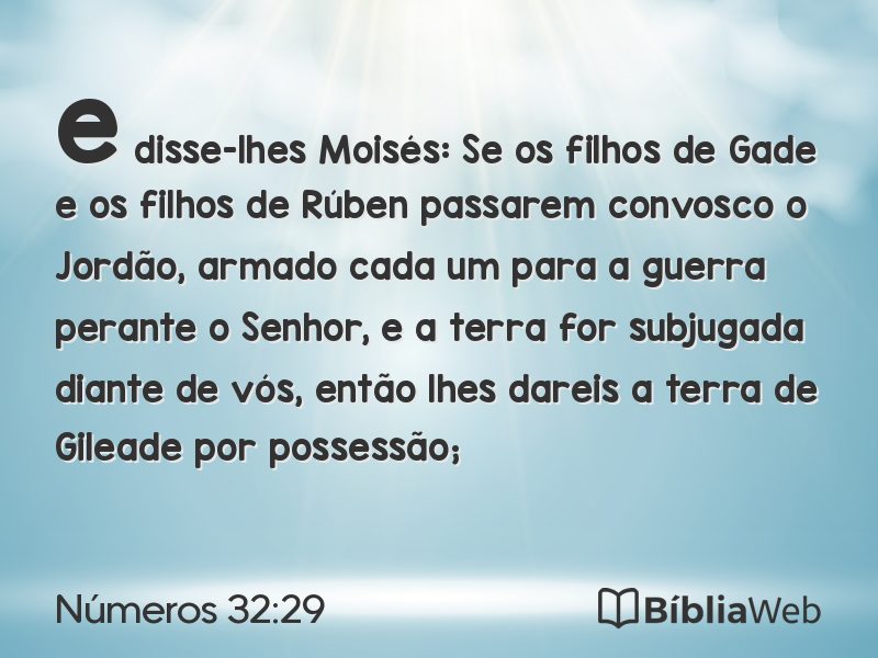 Números 32:29 em imagem para compartilhar