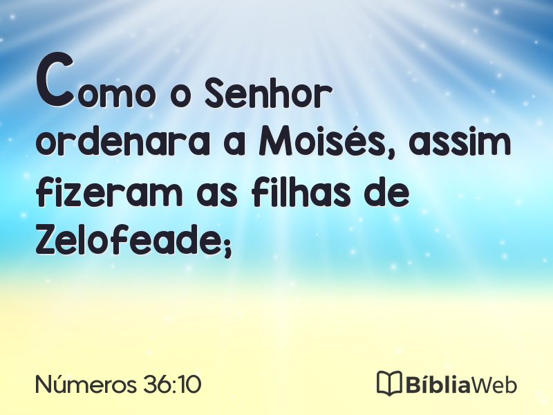 Números 36:10 em imagem para compartilhar