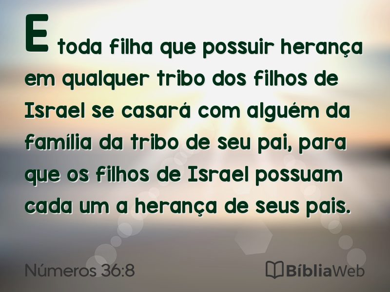 Números 36:8 em imagem para compartilhar