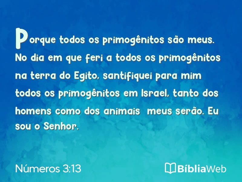 Números 3:13 em imagem para compartilhar