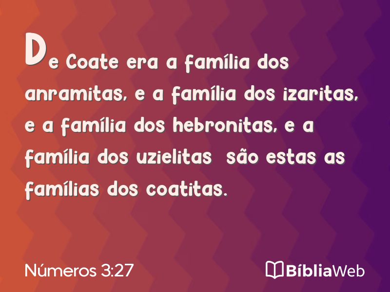 Números 3:27 em imagem para compartilhar