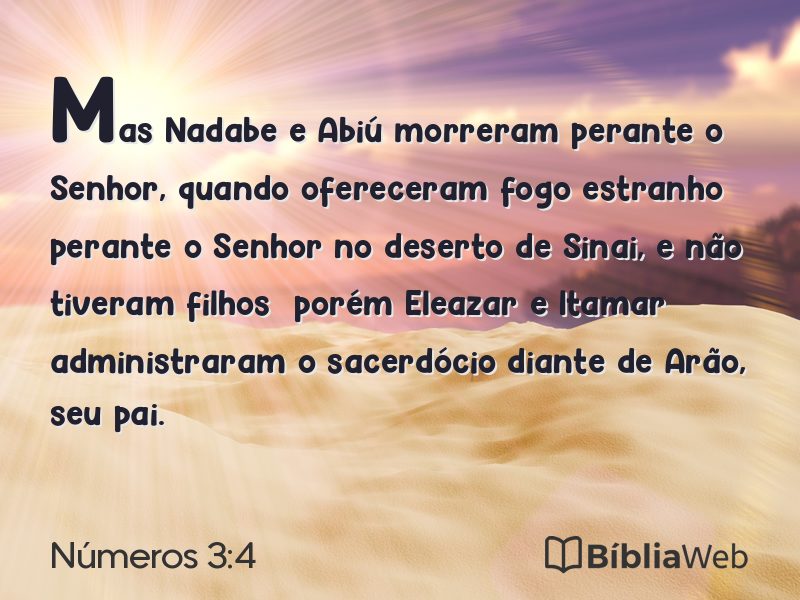Números 3:4 em imagem para compartilhar