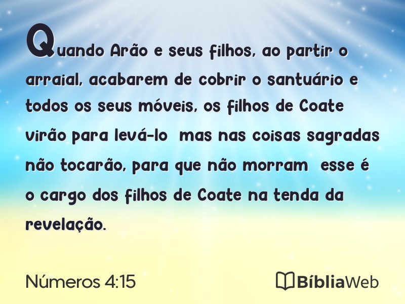Números 4:15 em imagem para compartilhar