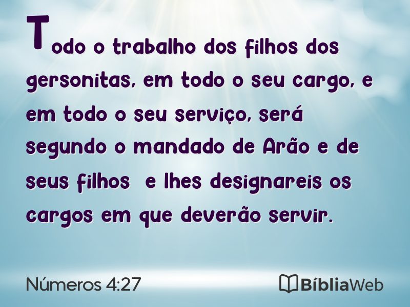 Números 4:27 em imagem para compartilhar