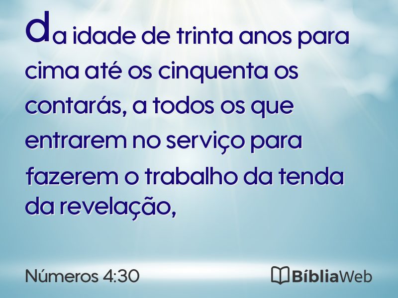 Números 4:30 em imagem para compartilhar
