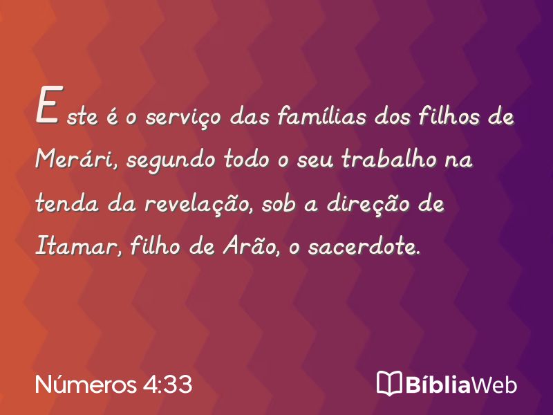 Números 4:33 em imagem para compartilhar