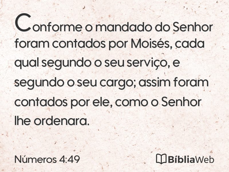 Números 4:49 em imagem para compartilhar