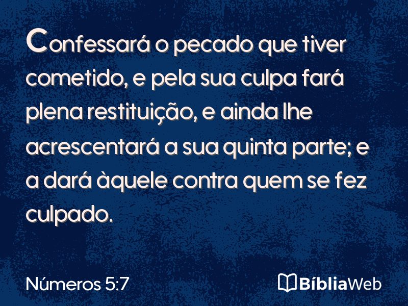 Números 5:7 em imagem para compartilhar