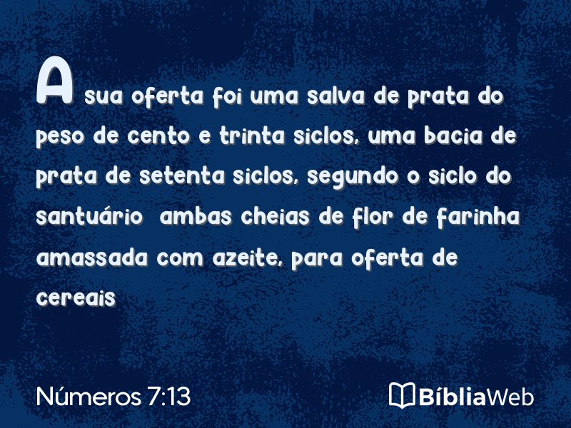 Números 7:13 em imagem para compartilhar