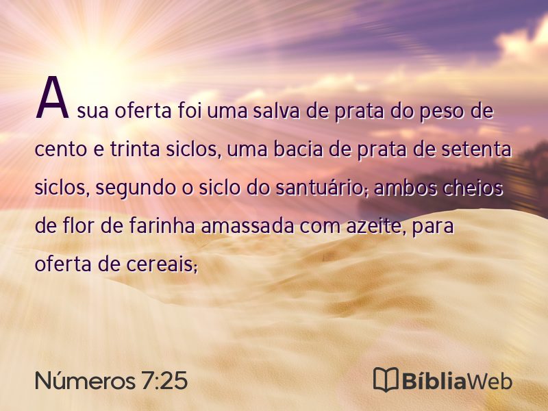 Números 7:25 em imagem para compartilhar