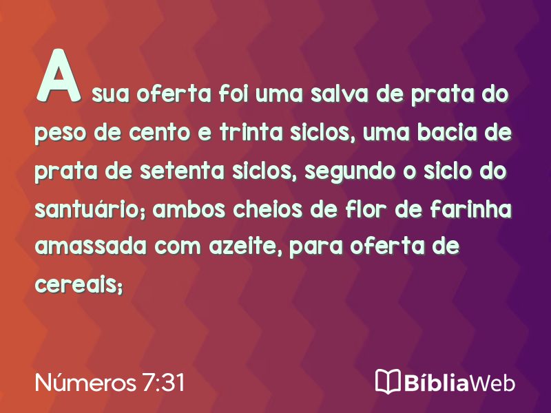 Números 7:31 em imagem para compartilhar