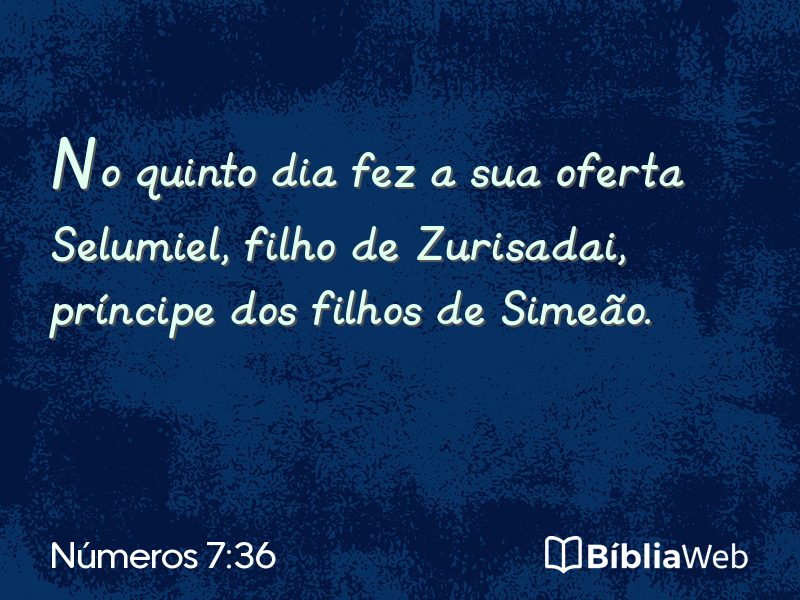 Números 7:36 em imagem para compartilhar