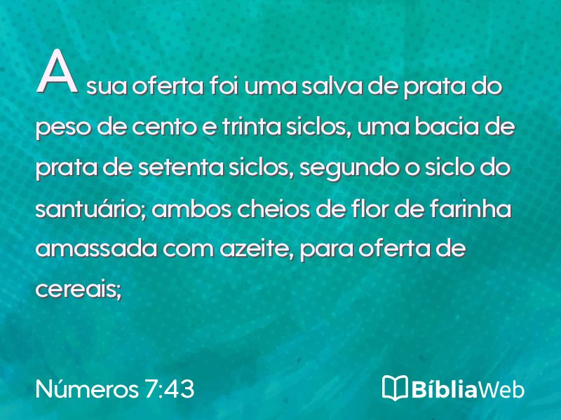 Números 7:43 em imagem para compartilhar