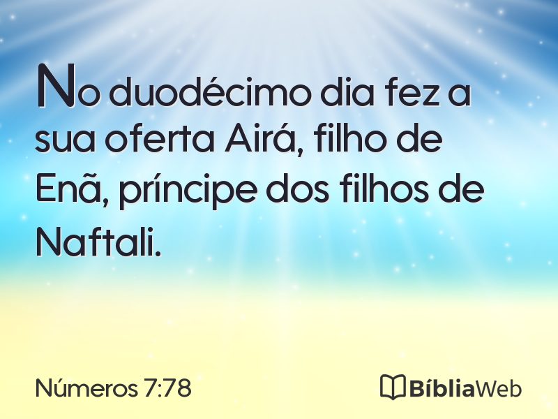 Números 7:78 em imagem para compartilhar
