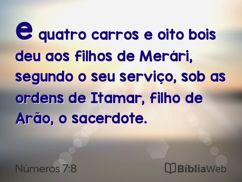 Números 7:8 em imagem para compartilhar
