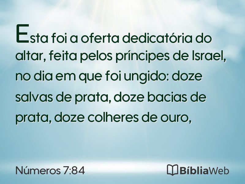 Números 7:84 em imagem para compartilhar